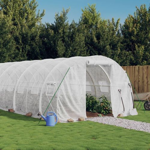 Gewächshaus Mit Stahlrahmen 6 M² | Farbe: Weiß | Größe: 20 x 3 x 2 m