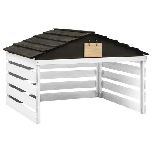 Mähroboter-Garage 78X74X54 Cm Tannenholz | Farbe: Schwarz und Weiß