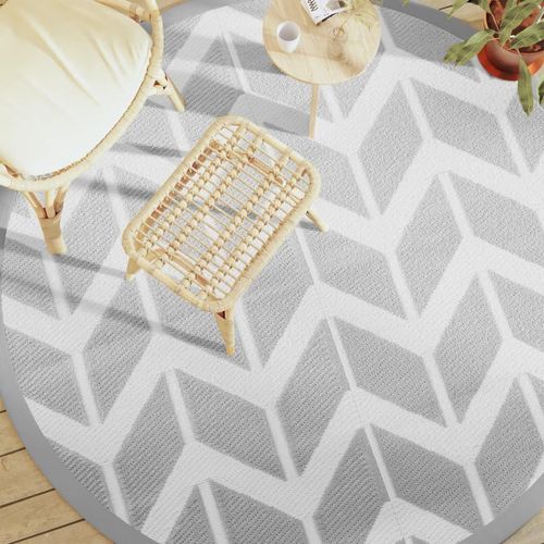Outdoor-Teppich Arakil Grau Pp Weiß Und Grau | Größe: Ø 200 cm