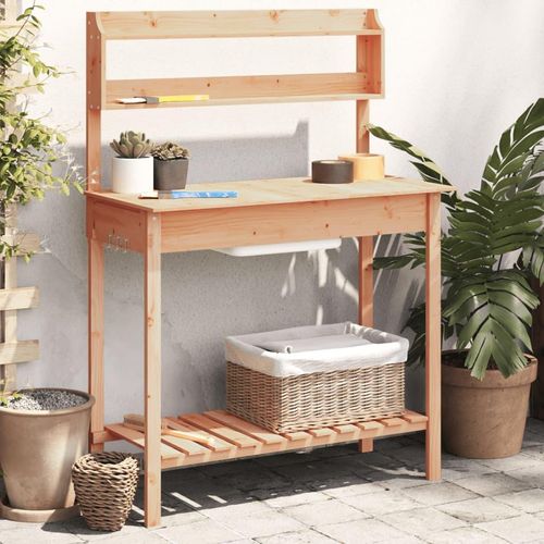 Pflanztisch Mit Waschbecken 147,5X44X139,5 Cm Massivholz Tanne | Farbe: Dunkelbraun