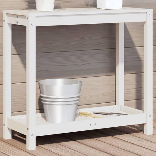 Pflanztisch Mit Ablage Imprägniertes Kiefernholz | Farbe: Weiß | Größe: 82.5 x 35 x 75 cm