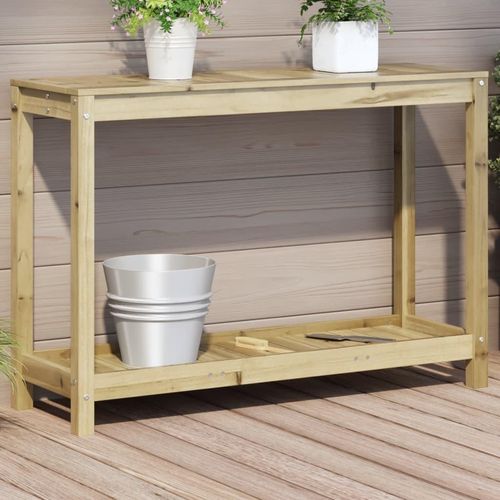 Pflanztisch Mit Ablage Imprägniertes Kiefernholz | Farbe: Natürlich imprägniert | Größe: 108 x 35 x 75 cm