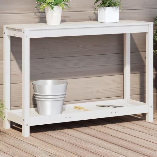Pflanztisch Mit Ablage Imprägniertes Kiefernholz | Farbe: Weiß | Größe: 108 x 35 x 75 cm