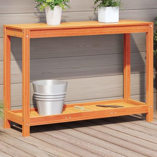 Pflanztisch Mit Ablage Imprägniertes Kiefernholz | Farbe: Wachsbraun | Größe: 108 x 35 x 75 cm