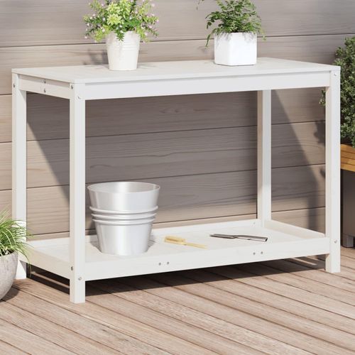 Pflanztisch Mit Ablage Imprägniertes Kiefernholz | Farbe: Weiß | Größe: 108 x 50 x 75 cm