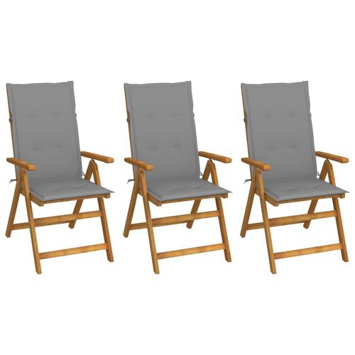 Hochlehner Verstellbar 4 Stk. Mit Auflagen Massivholz Akazie Grau | Anzahl im Paket: 3 | Größe: 120 x 50 x 3 cm