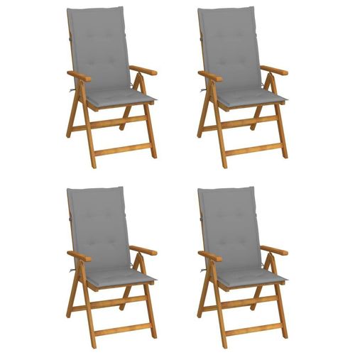Hochlehner Verstellbar 4 Stk. Mit Auflagen Massivholz Akazie Grau | Anzahl im Paket: 4 | Größe: 120 x 50 x 3 cm