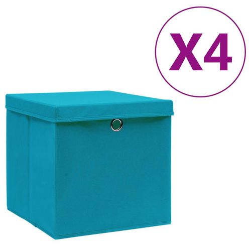 Aufbewahrungsboxen 4 Stk. Vliesstoff 28X28X28 Cm | Anzahl im Paket: 4 | Farbe: Babyblau mit Deckel