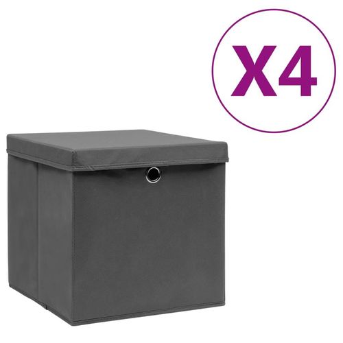 Aufbewahrungsboxen 4 Stk. Vliesstoff 28X28X28 Cm | Anzahl im Paket: 4 | Farbe: Grau mit Deckel