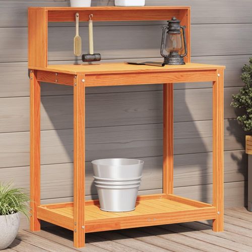 Pflanztisch Mit Ablagen Massivholz Kiefer | Farbe: Braun | Größe: 82,5 x 50 x 109,5 cm