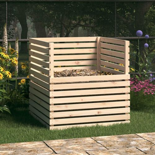 Komposter Massivholz Kiefer | Farbe: Natur | Größe: 100 x 100 x 102 cm