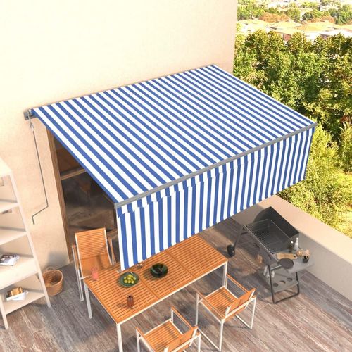 Markise Automatisch Einziehbar Mit Volant 3X2,5 M | Farbe: Blau und weiß | Größe: 4.5 x 3 m