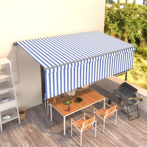 Markise Automatisch Einziehbar Mit Volant 3X2,5 M | Farbe: Blau und weiß | Größe: 5 x 3 m
