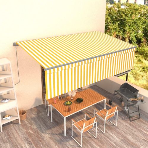 Markise Automatisch Einziehbar Mit Volant 3X2,5 M | Farbe: Gelb und weiß | Größe: 5 x 3 m