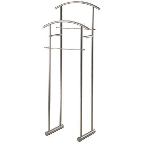 Carryhome Herrendiener , Edelstahl , Metall , 43x114x30 cm , standfeste Füße, Hosenhalter, Jackenhalter , Schlafzimmer, Herrendiener
