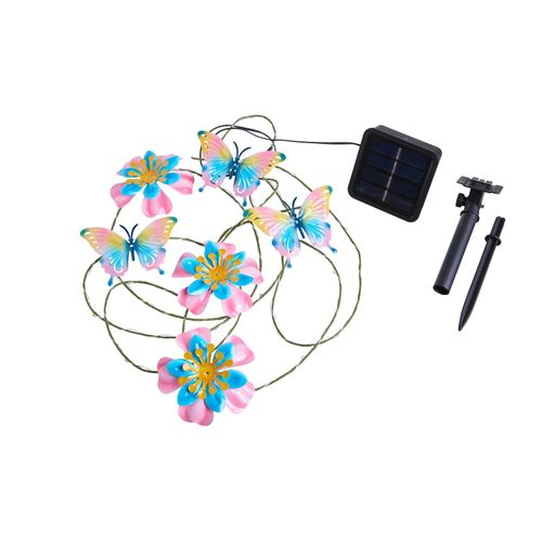 LED Girlande Metall/Solar Girlande Schmetterling/Blume