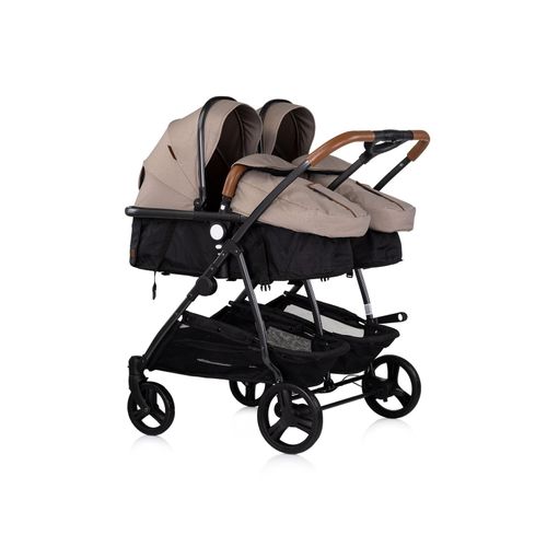 Chipolino Geschwisterkinderwagen Duo Smart klappbar umbaubar verstellbar Fußsack braun schwarz