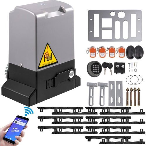 Elektrischer Schiebetoröffner - 1800 kg, 7 m - 4 Fernbedienungen & APP-Steuerung - Rolltormotor für Auffahrten - Komplettes Sicherheitssystem-Kit für Torantriebe