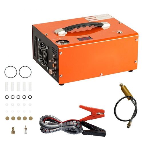 PCP Luftkompressor 30Mpa/4500PSI - 0,5L DC12V & AC120V Tauchkompressor - Luftball Luftpumpe - Inkl. 8-mm-Hochdruckschlauch mit Schnellkupplung - Batterieklemmen & Filterwatte - Airgun Gewehr