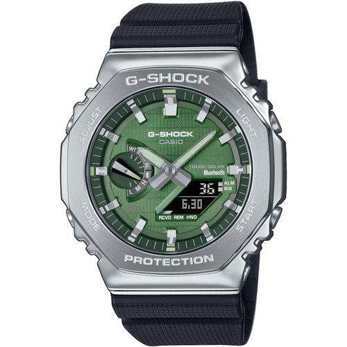 Smartwatch CASIO G-SHOCK, schwarz (grün), Smartwatches, Armbanduhr, Herrenuhr, Bluetooth, Resinarmband,Weltzeit, Phone Finder