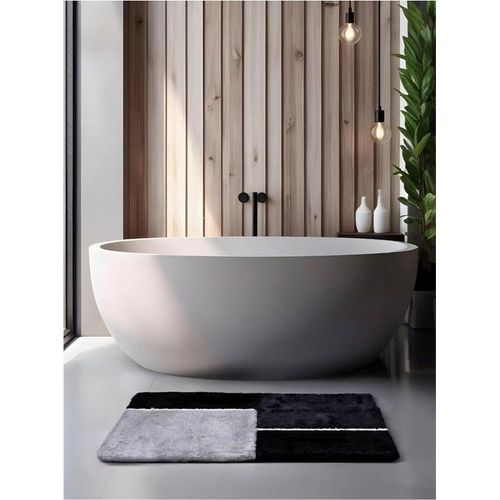Badematte Gr. 1, grau (anthrazit), WC-Vorleger rechteckigmit Ausschnitt (50cm x 60cm),, Badematten