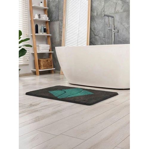 Badematte Gr. 3, grün (grün, grau), rechteckig (60cm x 100cm),, Badematten