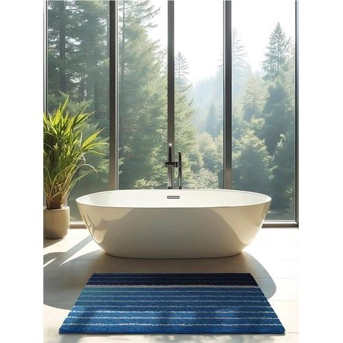 Badematte Gr. 1, blau, WC-Vorleger rechteckigmit Ausschnitt (50cm x 60cm),, Badematten