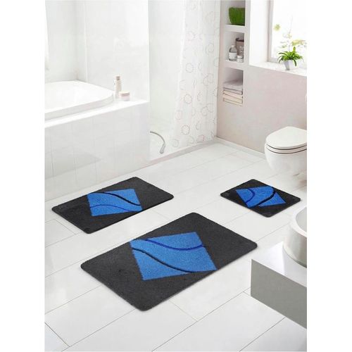 Badematte Gr. 1, blau (blau, grau), WC-Vorleger rechteckigmit Ausschnitt (50cm x 60cm),, Badematten