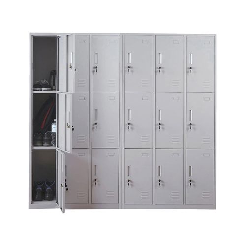 Schließfach Preston T829, Schließfachschrank Wertfachschrank Spind, Metall 9 Fächer, grau