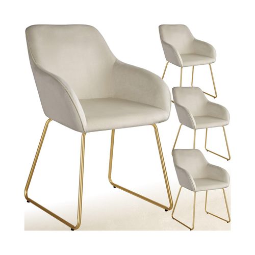 tectake® Esszimmerstuhl, gepolstert, in Samtoptik, durchgehende Lehne, 57 x 61 x 85,5 cm, Belastbarkeit 120 kg