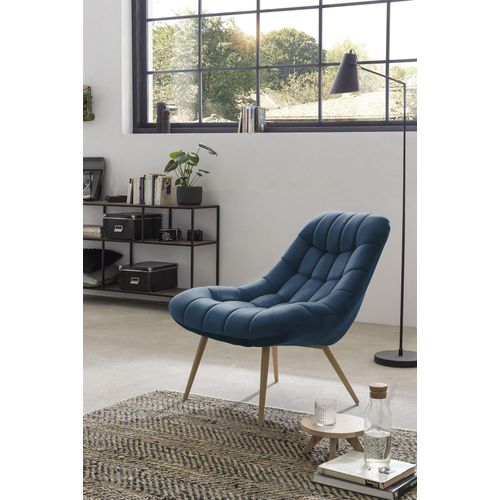 Relaxsessel SALESFEVER, bunt (blau, holzfarben), B:76cm H:85cm T:85,6cm, Sessel, mit XXL-Steppung, mit schwarzen oder naturfarbenen Beinen