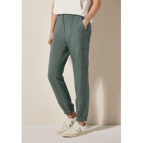 Stoffhose CECIL, Damen, Gr. XL, Länge 28, balmy khaki, Stoff, 55% Leinen, 45% Viskose, unifarben, casual, slim fit knöchelfrei, Hosen, mit seitlichen Einschubtaschen