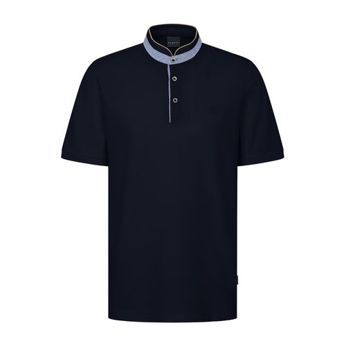 Poloshirt BUGATTI, Herren, Gr. 4XL, 390, marine, 100% Baumwolle, unifarben, casual, normal, ohne Ausschnitt, Kurzarm Rippbündchen, Shirts, mit Stehkragen