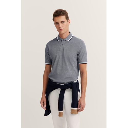 Poloshirt BUGATTI, Herren, Gr. L, 390, marine, 100% Baumwolle, unifarben, normal, ohne Ausschnitt, Rippbündchen, Shirts, aus Baumwolle
