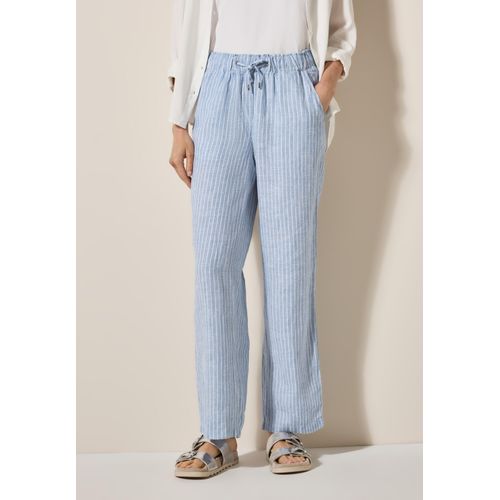 Stoffhose CECIL, Damen, Gr. M, Länge 30, chambray forever blau, Stoff, 100% Leinen, gestreift, casual, loose fit lang, Hosen, High Waist