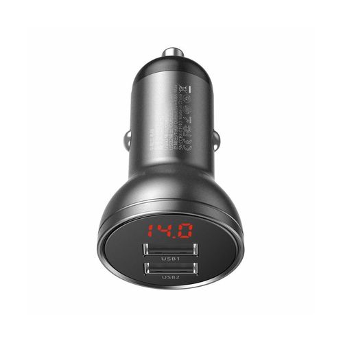 Baseus Autoladegerät 2x USB 4.8A 24W mit LCD grau (CCBX-0G)