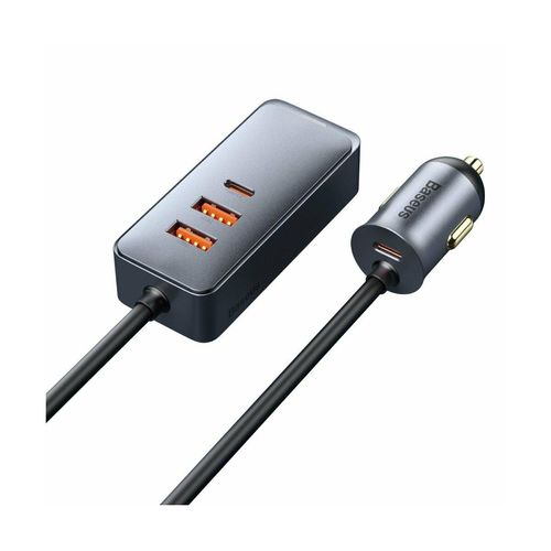 Autoladegerät 2x USB / 2x USB Type C 120W PPS Quick Charge Power Delivery grau
