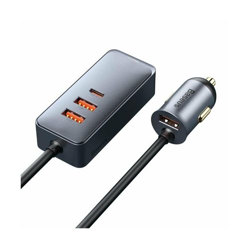 Autoladegerät 3x USB / USB Type C 120W PPS Quick Charge Power Delivery grau