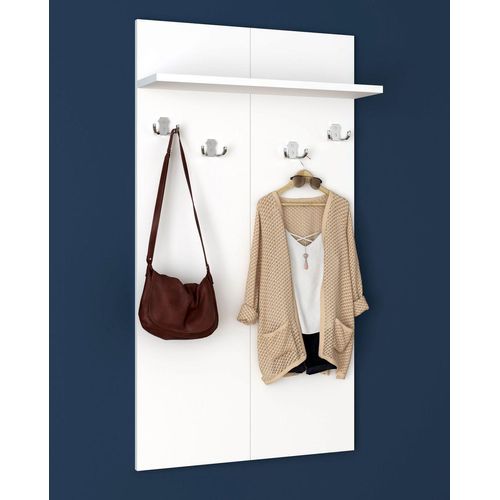 Holz Hakenleiste Wandgarderobe Garderobenleiste Wandpaneel Flur Garderobe Gados XS weiß