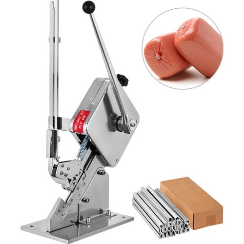 VEVOR Hochwertige manuelle u-förmige Wurst-Klipper-Schneidemaschine mit einer Schachtel Clips (5000 Stk.), robuste Brot Schneidemaschine aus A304-Feinstahl, klappbarer Allesschneider, 37x19x57 cm
