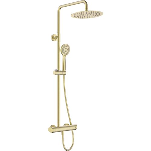 Deante | Duscharmatur mit Regendusche - Gold gebürstet - Hochwertige Materialien - Anti-Kalk-System
