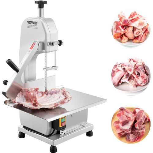 VEVOR Kommerzielle elektrische Fleischbandsäge Knochenschneidemaschine, 650 W Tisch-Knochensäge, 315 x 460 mm Werkbank, Gefrierfleischschneider für Schweinefleisch Rindfleisch Silber