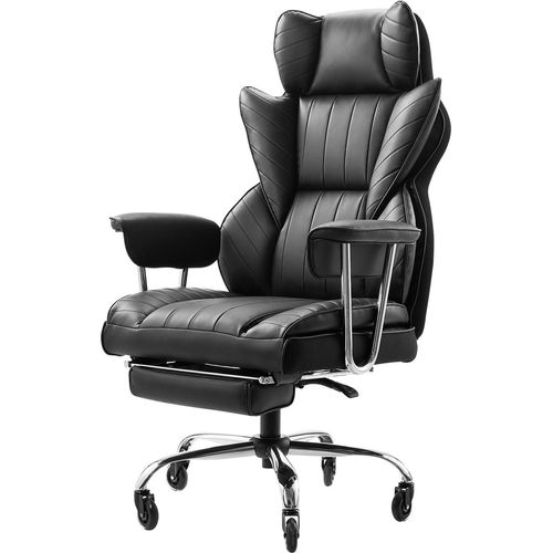 VEVOR Chefsessel Bürostuhl Drehstuhl mit hoher Rückenlehne & abnehmbaren Armlehnen, ergonomischer Schreibtischstuhl mit hochelastischem Schaumstoffkissen für Arbeit Arbeitszimmer Spielen Schwarz