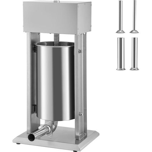 SucceBuy Elektrische Wurstfüller 15L 260W Vertikal mit Geschwindigkeit Stufenlos 304 Edelstahl 4 Füllrohre Fußpedal Haushalt Kommerzielle Nutzung