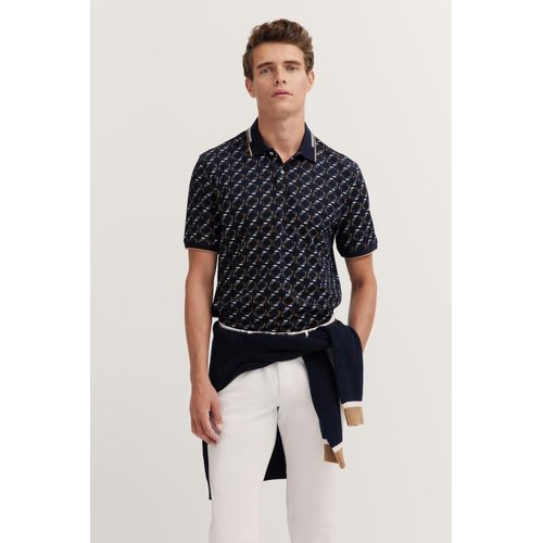 Poloshirt BUGATTI, Herren, Gr. 3XL, 390, marine, 52% Baumwolle, 44% Polyester, 4% Elasthan, casual, normal, ohne Ausschnitt, Kurzarm Rippbündchen, Shirts, mit Stretchfunktion