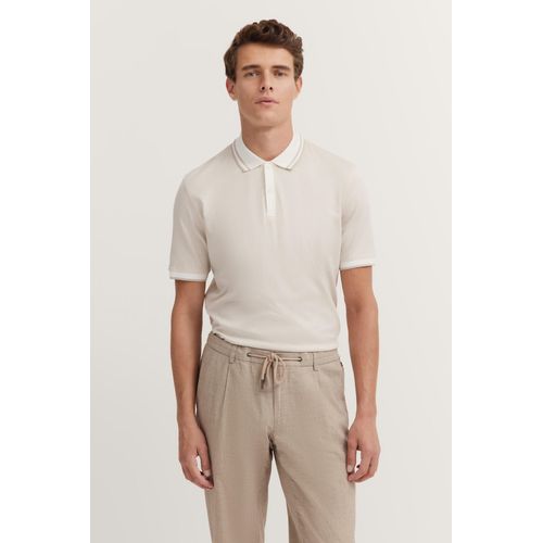 Poloshirt BUGATTI, Herren, Gr. 3XL, 20, ecru, 100% Baumwolle, unifarben, casual, normal, ohne Ausschnitt, Kurzarm Rippbündchen, Shirts, mit körpernaher Passform