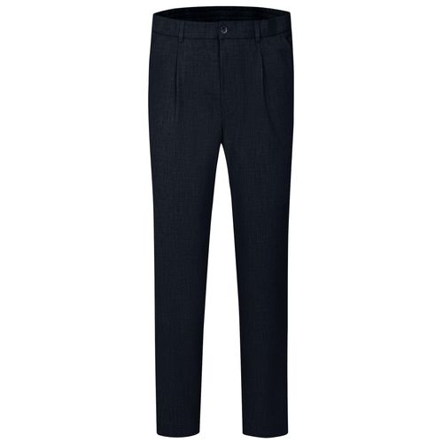 Bundfaltenhose BUGATTI, Herren, Gr. 34, Länge 32, 390, marine, 67% Polyester, 29% Viskose, 4% Elasthan, unifarben, casual, loose fit, Hosen, mit Stretchfunktion