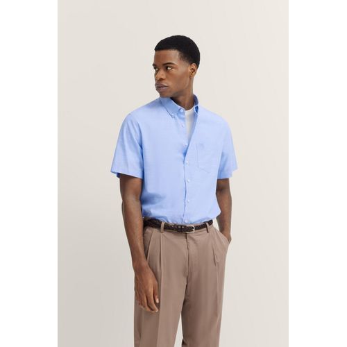 Kurzarmhemd BUGATTI, Herren, Gr. 4XL, Normalgrößen, 320, hellblau, 100% Baumwolle, unifarben, casual, normal, Kurzarm, Hemden, mit Button-Down-Kragen