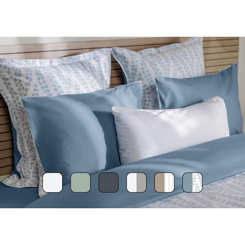 2 taies d'oreiller 100% Percale de Coton 65x65 - Réversible Bleu Foncé & Bleu Clair Image