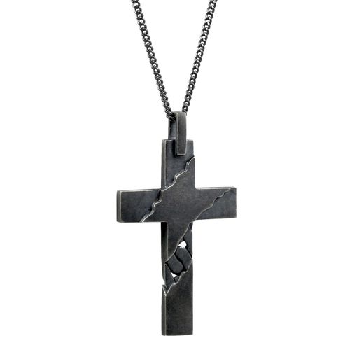 cai Halskette 925 Sterling Silber oxidiert Kreuz